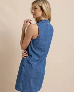 Best Sale Southern Tide Adelyn Denim Dress Medium Wash Indigo