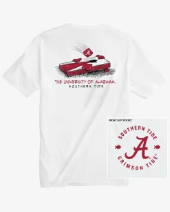 New Southern Tide Alabama Crimson Tide Cornhole T-Shirt Classic White