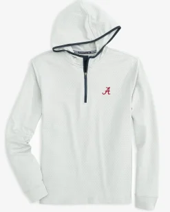 New Southern Tide Alabama Crimson Tide Scuttle Heather Quarter Zip Hoodie Heather Slate Grey