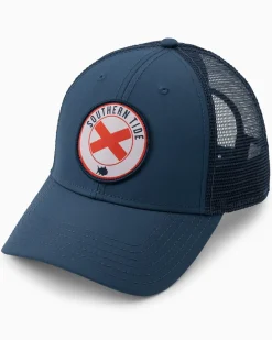 Flash Sale Southern Tide Alabama Patch Performance Trucker Hat Seven Seas Blue