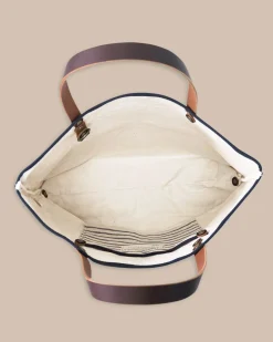 Best Sale Southern Tide All Day Stripe Tote Navy