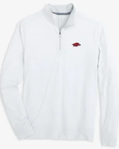 Hot Southern Tide Arkansas Razorbacks Cruiser Micro-Stripe Heather Quarter Zip