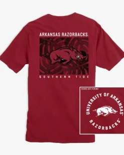 Outlet Southern Tide Arkansas Razorbacks Halftone Monstera T-Shirt Crimson