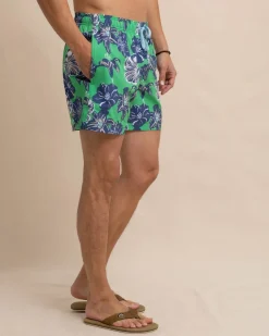 Best Sale Southern Tide Beach Blooms Swim Trunk Lawn Green