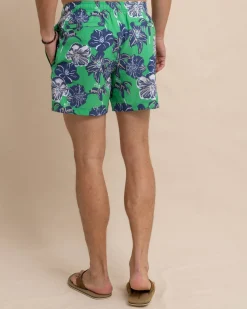 Best Sale Southern Tide Beach Blooms Swim Trunk Lawn Green