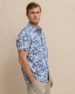 Hot Southern Tide Beachcast Island Blooms Knit Short Sleeve Sport Shirt