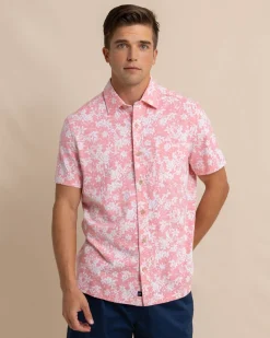 Hot Southern Tide Beachcast Island Blooms Knit Short Sleeve Sport Shirt