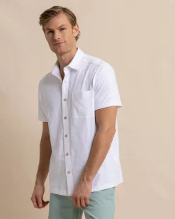 Flash Sale Southern Tide Beachcast Solid Knit Short Sleeve Sport Shirt Classic White