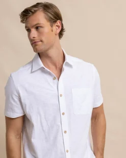 Flash Sale Southern Tide Beachcast Solid Knit Short Sleeve Sport Shirt Classic White