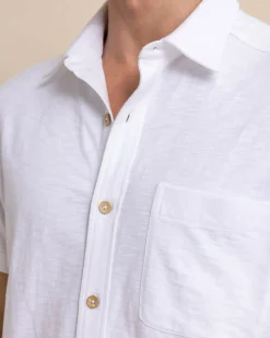Flash Sale Southern Tide Beachcast Solid Knit Short Sleeve Sport Shirt Classic White
