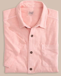Cheap Southern Tide Beachcast Solid Knit Short Sleeve Sport Shirt Pale Rosette Pink