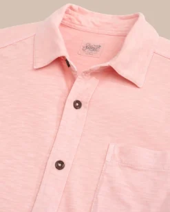 Cheap Southern Tide Beachcast Solid Knit Short Sleeve Sport Shirt Pale Rosette Pink