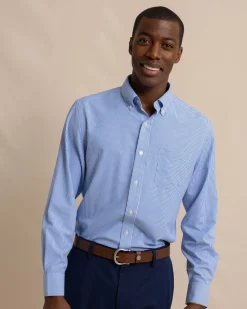 Fashion Southern Tide Bengal Stripe Brrr°® Intercoastal Sport Shirt Cobalt Blue