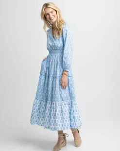 Hot Southern Tide Blaire Garden Variety Printed Maxi Dress Clearwater Blue