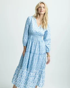 Hot Southern Tide Blaire Garden Variety Printed Maxi Dress Clearwater Blue