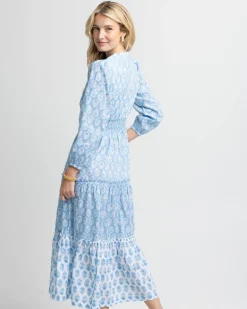 Hot Southern Tide Blaire Garden Variety Printed Maxi Dress Clearwater Blue
