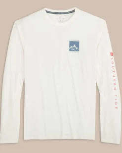 Outlet Southern Tide Boxed Chest Performance Long Sleeve T-Shirt Sand White