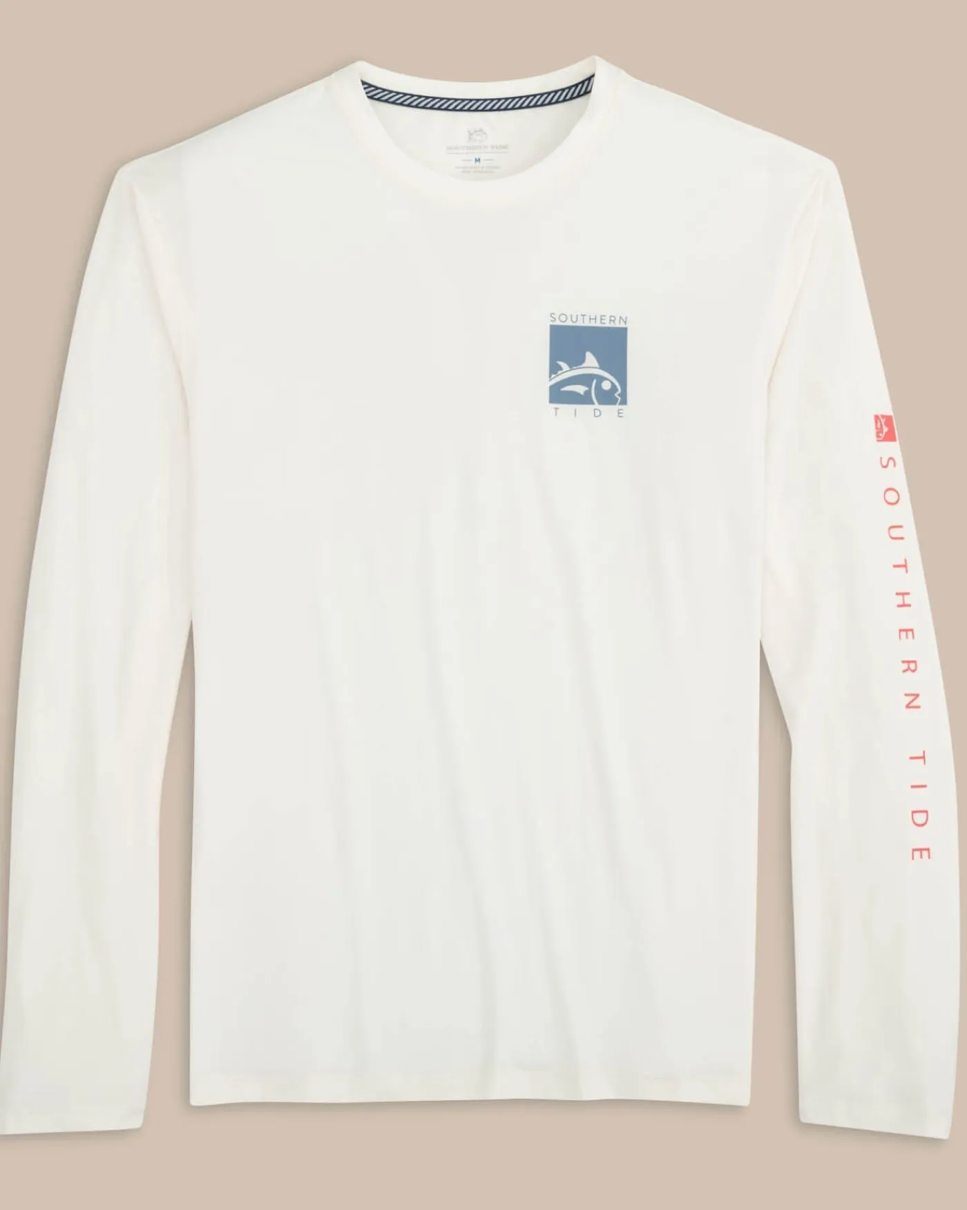 Outlet Southern Tide Boxed Chest Performance Long Sleeve T-Shirt Sand White