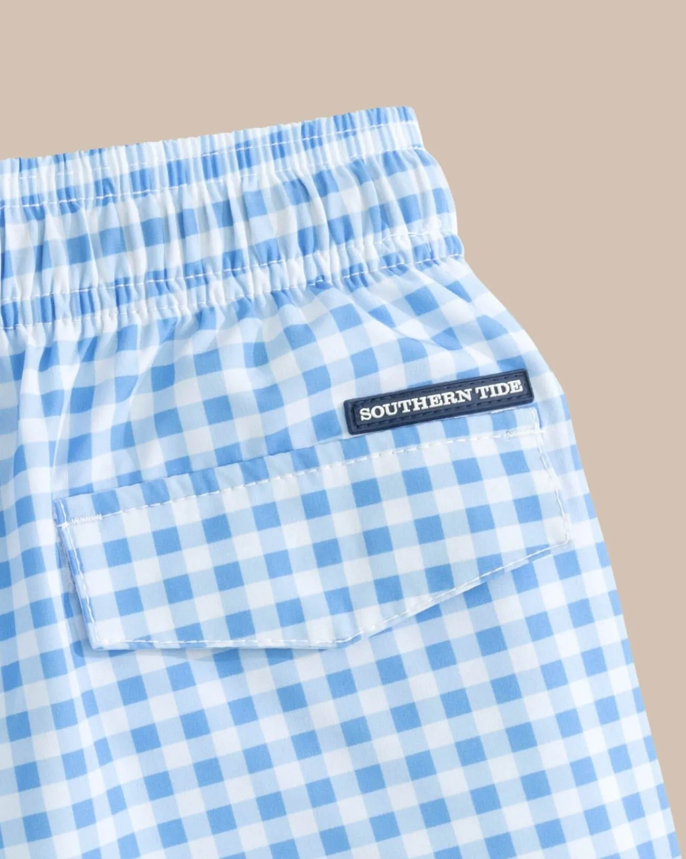 Shop Southern Tide Boys Baldwin Gingham Printed Swim Trunk Ocean Channel