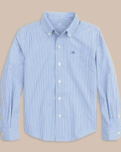 Online Southern Tide Boys Bengal Stripe Intercoastal Sport Shirt Cobalt Blue