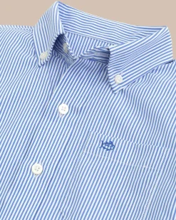 Online Southern Tide Boys Bengal Stripe Intercoastal Sport Shirt Cobalt Blue