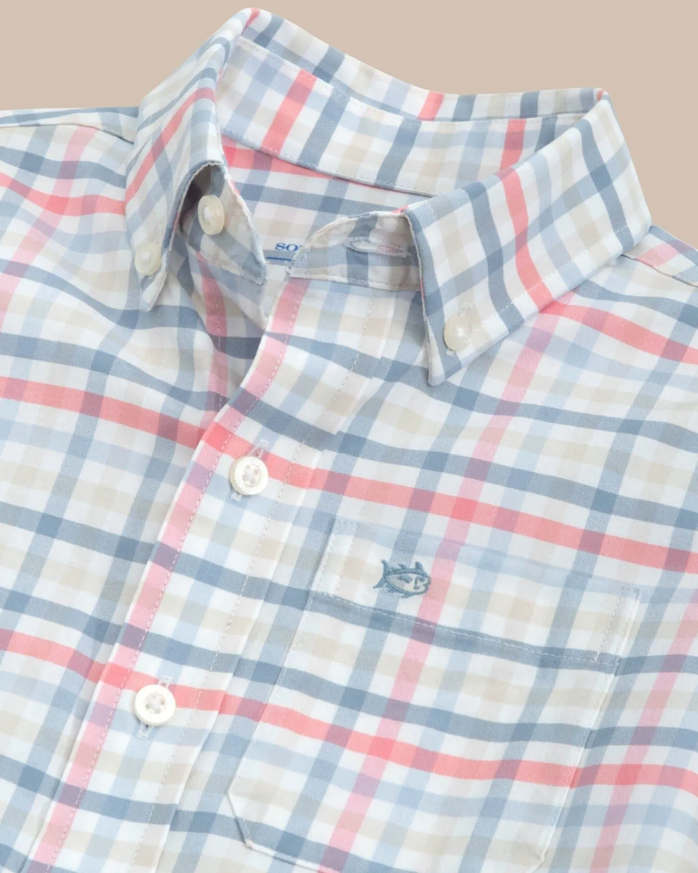 Flash Sale Southern Tide Boys Coastal Passage Plaid Long Sleeve Shirt Geranium Pink
