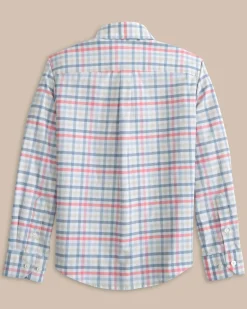 Flash Sale Southern Tide Boys Coastal Passage Plaid Long Sleeve Shirt Geranium Pink