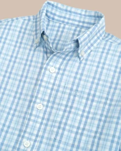 Online Southern Tide Boys Haywood Plaid Intercoastal Long Sleeve Sport Shirt Dream Blue