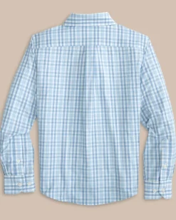 Online Southern Tide Boys Haywood Plaid Intercoastal Long Sleeve Sport Shirt Dream Blue