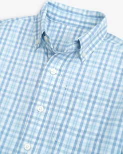 Online Southern Tide Boys Haywood Plaid Intercoastal Long Sleeve Sport Shirt Dream Blue