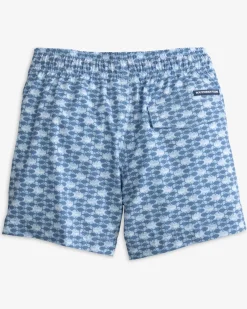 Best Southern Tide Boys Heather Skipping Jacks Swim Trunk Heather Clearwater Blue