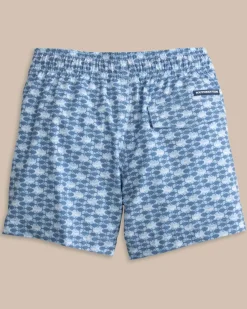 Best Southern Tide Boys Heather Skipping Jacks Swim Trunk Heather Clearwater Blue