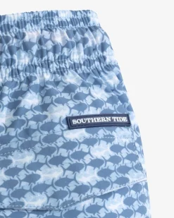 Best Southern Tide Boys Heather Skipping Jacks Swim Trunk Heather Clearwater Blue