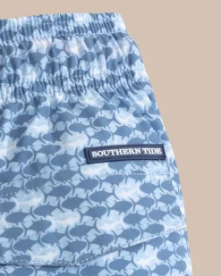 Best Southern Tide Boys Heather Skipping Jacks Swim Trunk Heather Clearwater Blue