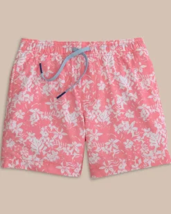 Flash Sale Southern Tide Boys Island Blooms Swim Trunk Geranium Pink