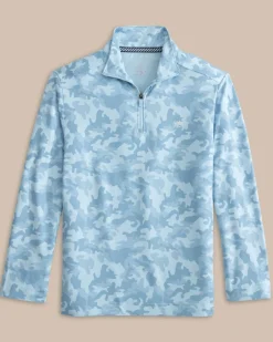 Best Sale Southern Tide Boys Island Camo Print Cruiser Quarter Zip
