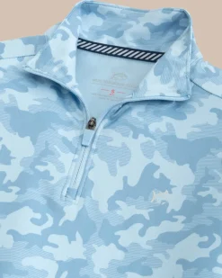 Best Sale Southern Tide Boys Island Camo Print Cruiser Quarter Zip