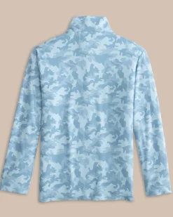 Best Sale Southern Tide Boys Island Camo Print Cruiser Quarter Zip