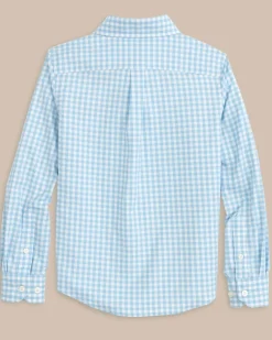 Fashion Southern Tide Boys Long Sleeve Hartwell Plaid Sport Shirt Rain Water