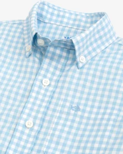 Fashion Southern Tide Boys Long Sleeve Hartwell Plaid Sport Shirt Rain Water