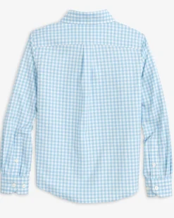 Fashion Southern Tide Boys Long Sleeve Hartwell Plaid Sport Shirt Rain Water