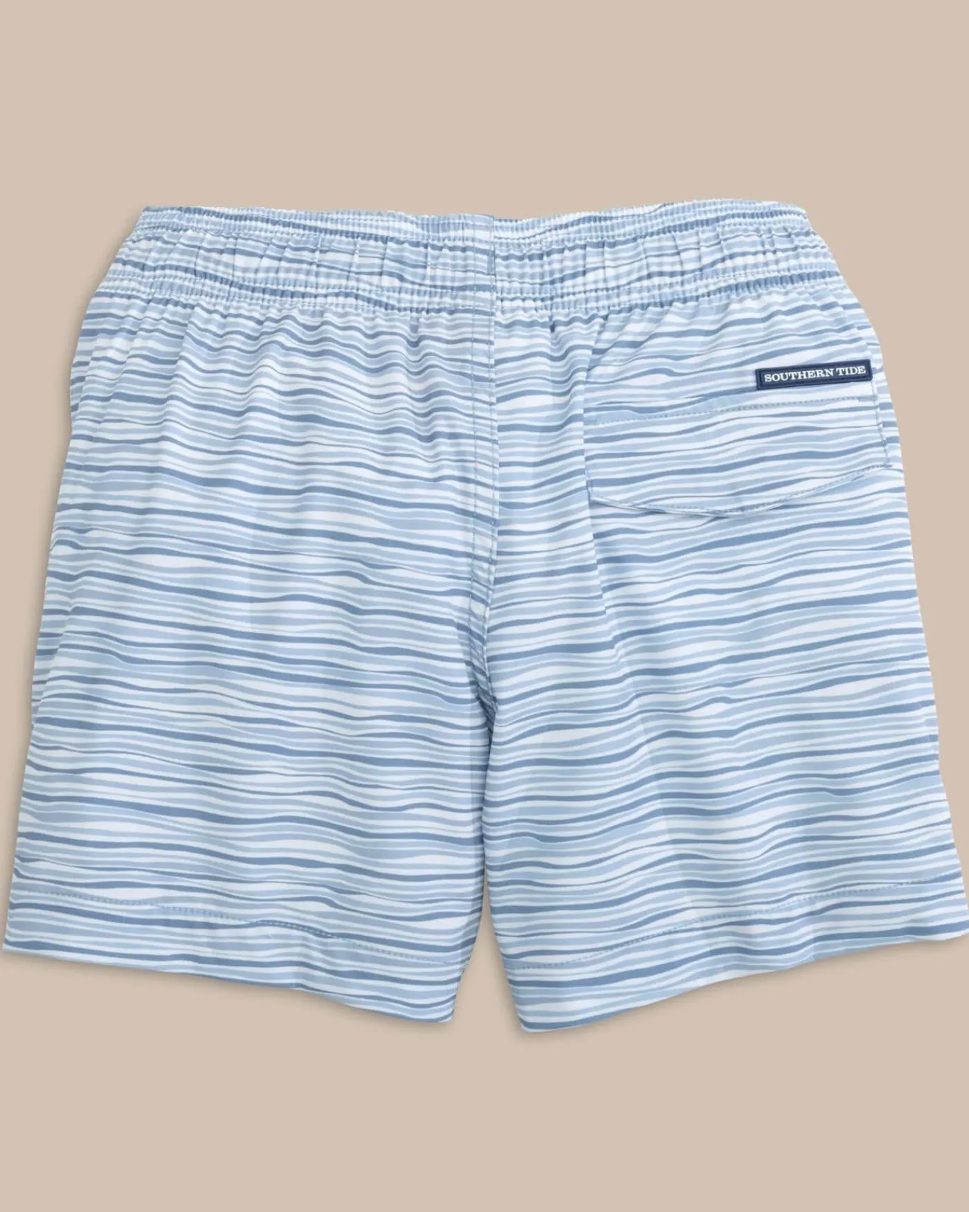 Store Southern Tide Boys Ocean Water Stripe Swim Trunk Subdued Blue