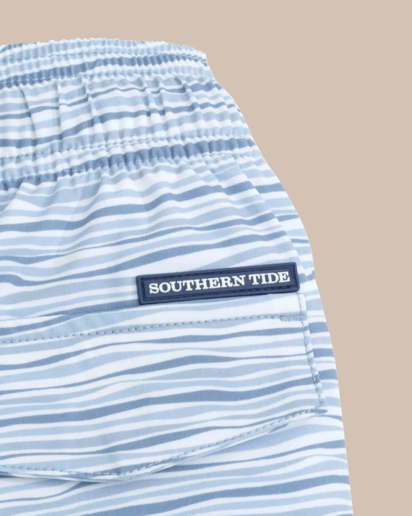 Store Southern Tide Boys Ocean Water Stripe Swim Trunk Subdued Blue