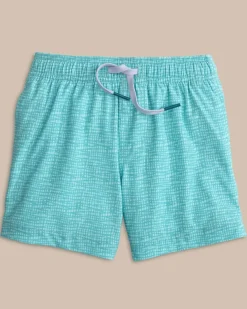 Cheap Southern Tide Boys Painted Check Swim Trunk Wake Blue