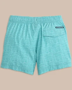 Cheap Southern Tide Boys Painted Check Swim Trunk Wake Blue