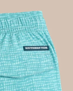 Cheap Southern Tide Boys Painted Check Swim Trunk Wake Blue