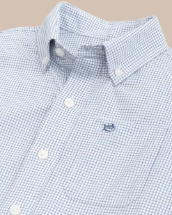 Best Southern Tide Boys Rosemont Tattersall Intercoastal Sport Shirt Seven Seas Blue