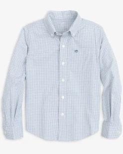 Best Southern Tide Boys Rosemont Tattersall Intercoastal Sport Shirt Seven Seas Blue