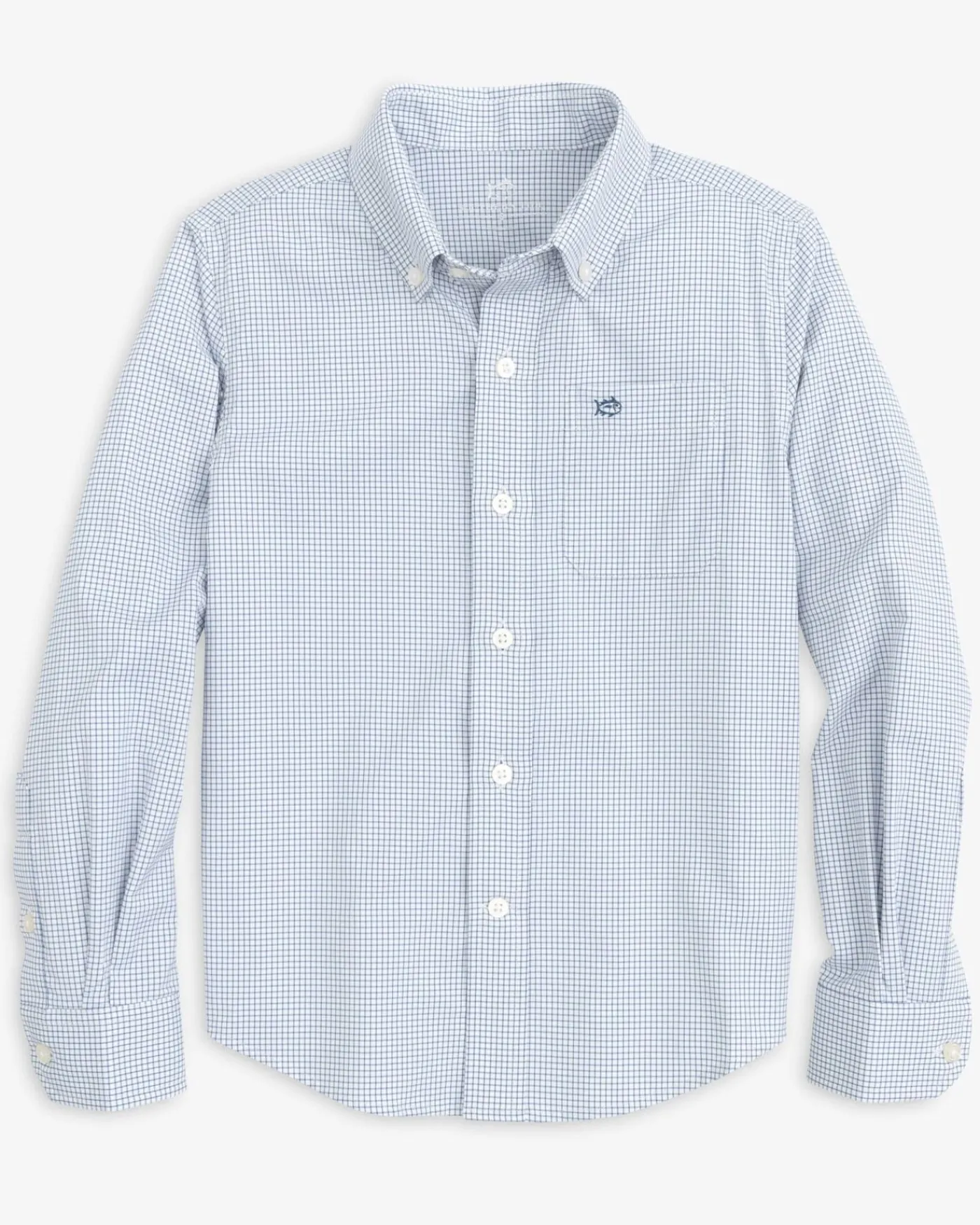Best Southern Tide Boys Rosemont Tattersall Intercoastal Sport Shirt Seven Seas Blue