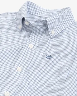 Best Southern Tide Boys Rosemont Tattersall Intercoastal Sport Shirt Seven Seas Blue